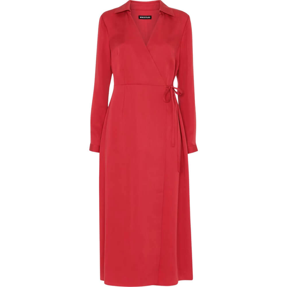 Whistles Elodie Tie Wrap Midi Dress